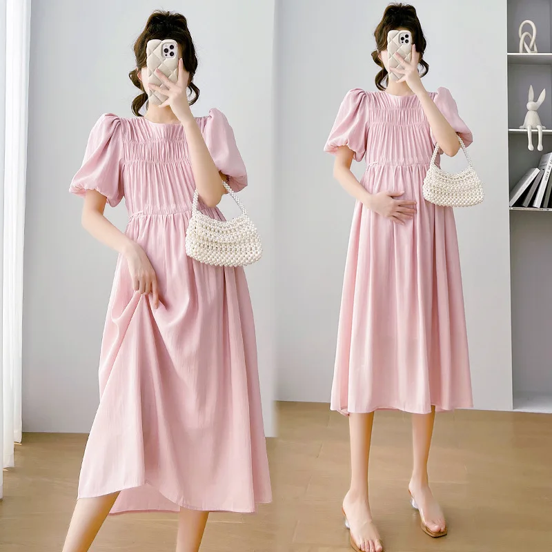 Solid Folds Fresh Maternity Dress 2023 Summer New Clothes For Pregnant Women Fashion O-neck Lantern Slim Pregnancy Dresses
Solid Folds Fresh Maternity Dress 2023 Summer New Clothes For Pregnant Women Fashion O-neck Lantern Slim Pregnancy Dresses