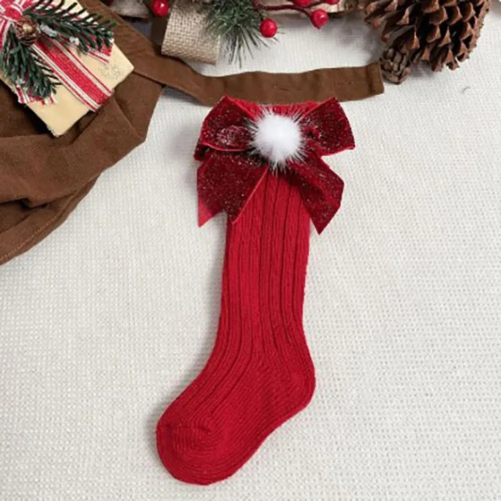 

Warm Winter Baby Girls Boys Christmas Socks Soft and Skin Friendly Breathable Woolen Leg Warmers Cotton Kids Knee High Sock