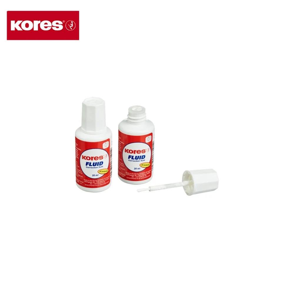 KORES Fluid with brush chemical-based bottle 20 ml Correction fluid Stationery corrector school putty Corrective concealer office supplies |
