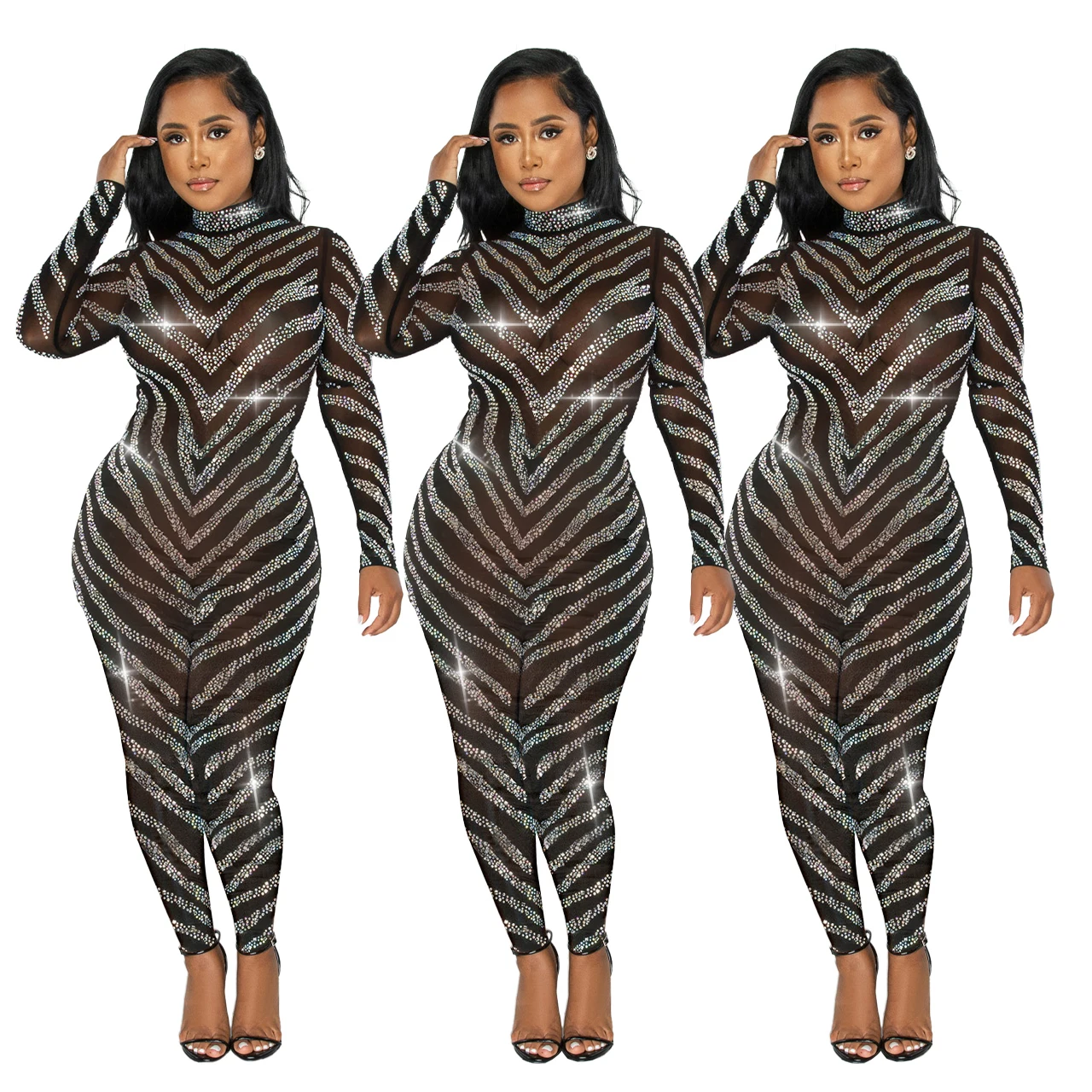 2022 See Through Mesh Rhinestones Beaded Luxury Party Jumpsuit for Women Long Sleeves High Neck Skinny Rompers Nightclub
2022 See Through Mesh Rhinestones Beaded Luxury Party Jumpsuit for Women Long Sleeves High Neck Skinny Rompers Nightclub