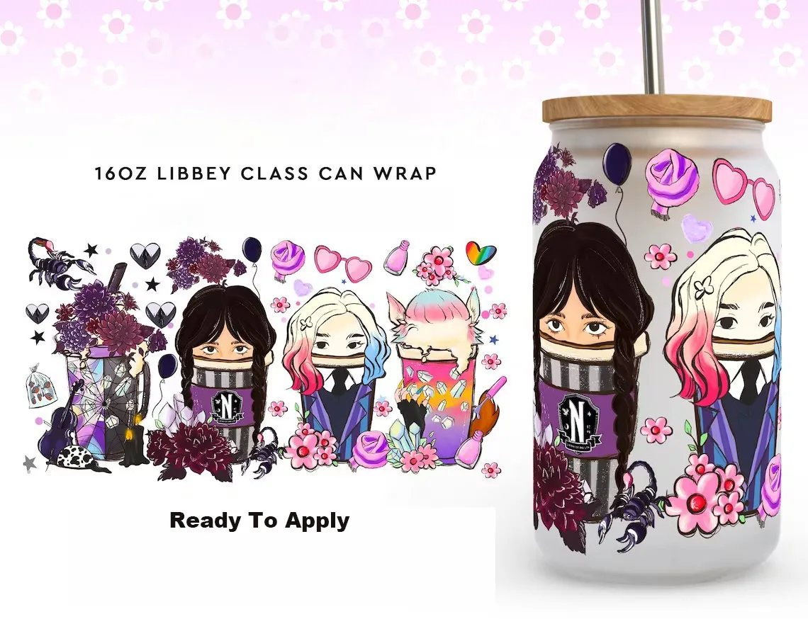 Wednesday Addams Coffee 16oz Libbey can Glass Wrap, Wednesday Addams Enid Sinclair full glass can wrap, Wednesday tumbler wrap
Wednesday Addams Coffee 16oz Libbey can Glass Wrap, Wednesday Addams Enid Sinclair full glass can wrap, Wednesday tumbler wrap