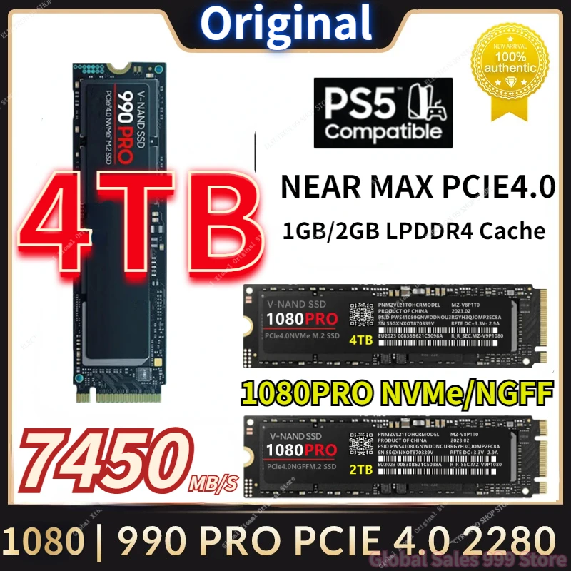 

NEW 2024 Original SSD M2 NVMe 4TB 1080PRO NGFF Internal Solid State Drive 1TB hdd Hard Disk 990PRO M.2 2TB for laptop Computer