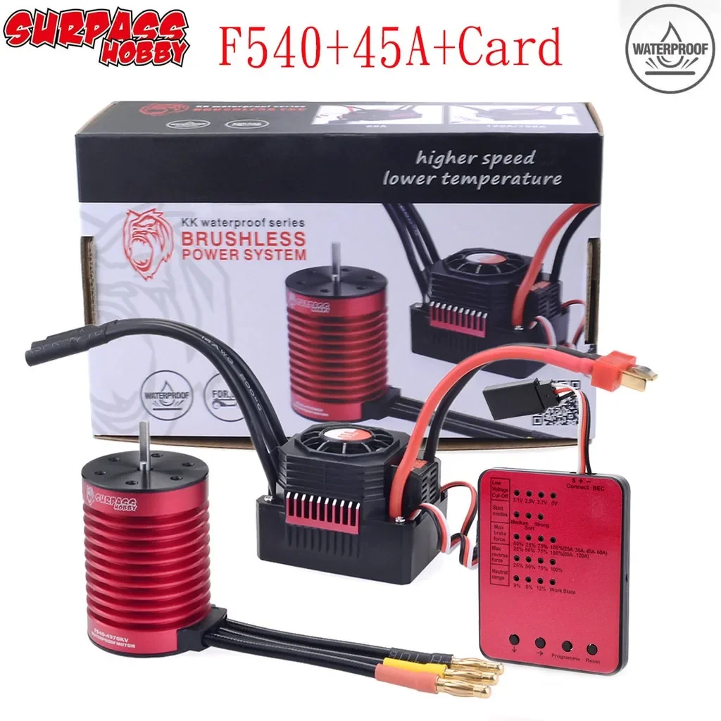 

1:10 1:12 RC Part Waterproof F540 3300KV 3300KV 3930KV 4370KV Brushless Motor W/45A ESC For RC Truck Buggy Axial Traxxas Trx4