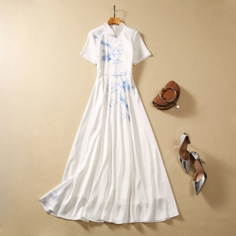 European and American women's clothing 2023 autumn new Short-sleeved stand collar print fashion Pleated dress XXL
European and American women's clothing 2023 autumn new Short-sleeved stand collar print fashion Pleated dress XXL