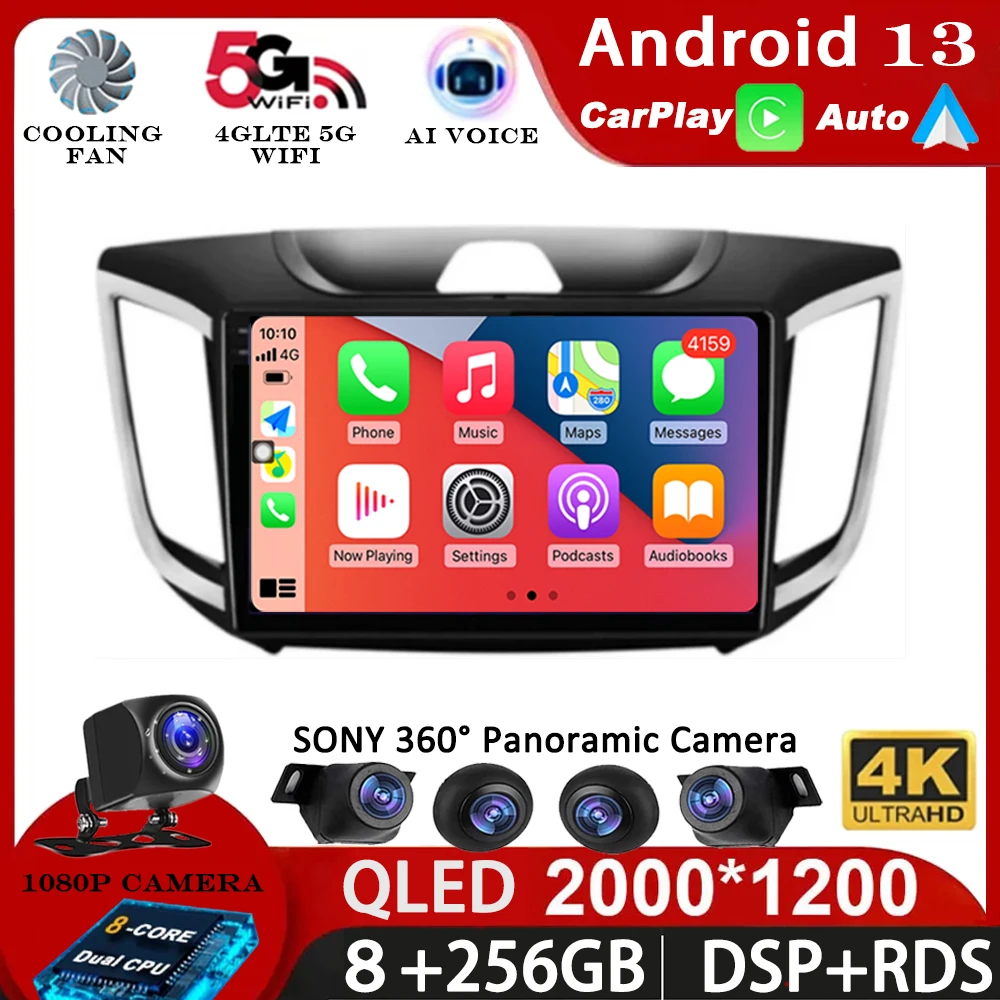 Автомагнитола на Android 13 для Hyundai Creta ix25 2015-2019, мультимедийный плеер с навигацией, стерео, Wi-Fi + 4G, DVD, видео, DSP, BT, Carplay, DVD
Автомагнитола на Android 13 для Hyundai Creta ix25 2015-2019, мультимедийный плеер с навигацией, стерео, Wi-Fi + 4G, DVD, видео, DSP, BT, Carplay, DVD