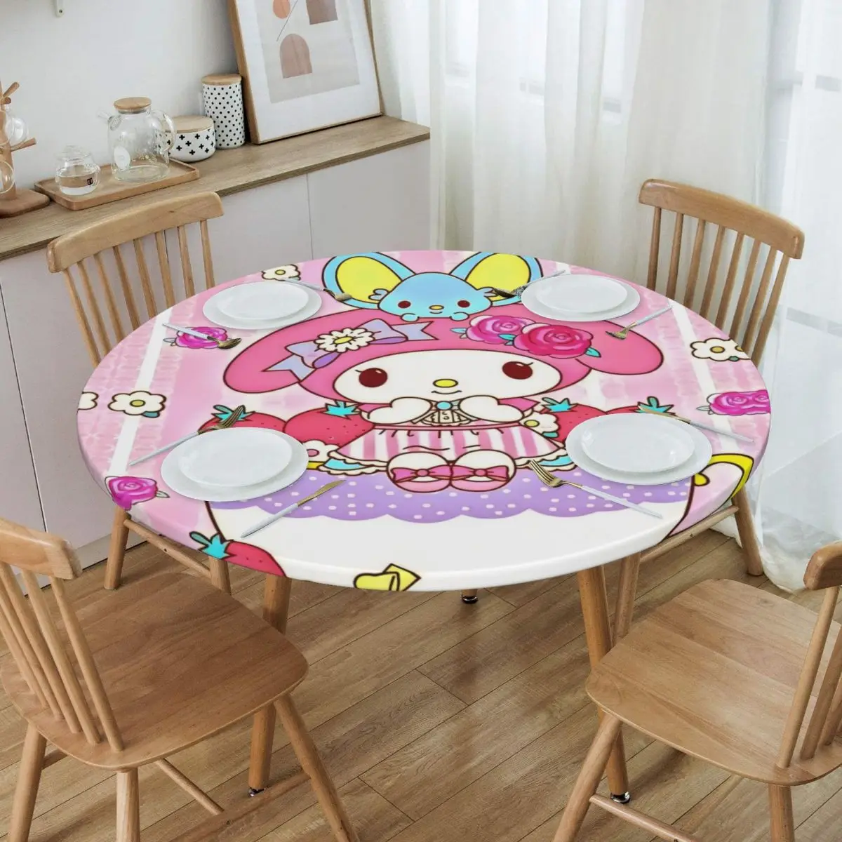 Круглая Водонепроницаемая маслостойкая мультяшная «Моя Мелодия» Sanrio, японская аниме скатерть с подкладкой и эластичными краями, скатерти для стола, подходит для скатерти
Круглая Водонепроницаемая маслостойкая мультяшная «Моя Мелодия» Sanrio, японская аниме скатерть с подкладкой и эластичными краями, скатерти для стола, подходит для скатерти