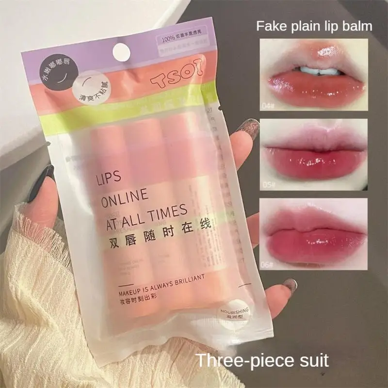 

1/3PCS Moisturizing Fruity Lip Balm Red Tinted Lipstick Lasting Natural Reducing Lip Lines Lip Makeup Base Lips Care Cosmetics