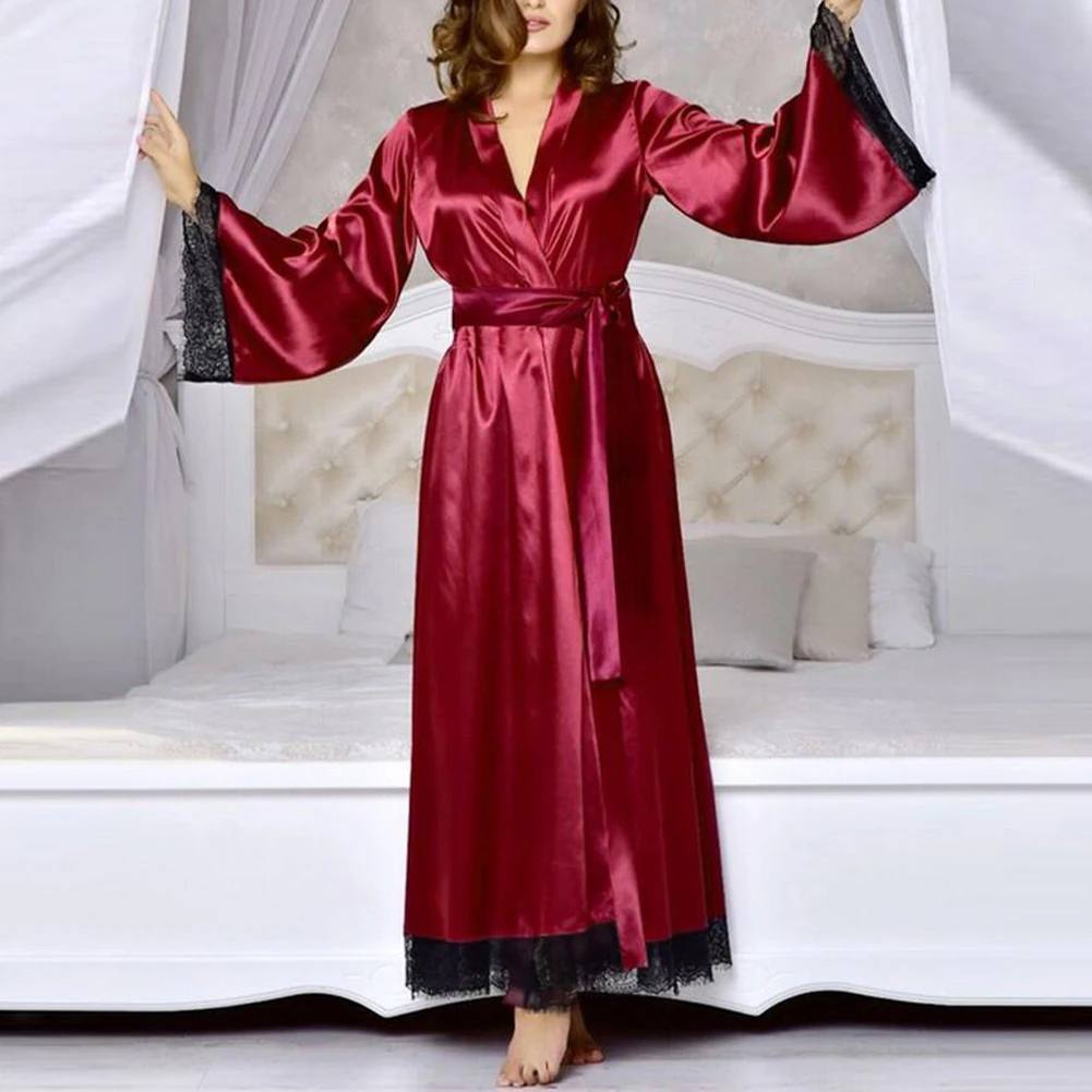 Women Satin Long Bathrobe Kimono Robe Long Sleeve Nightdress Nightgown Smooth Soft Pajamas Exquisite Nightwear Sleepwear
Women Satin Long Bathrobe Kimono Robe Long Sleeve Nightdress Nightgown Smooth Soft Pajamas Exquisite Nightwear Sleepwear