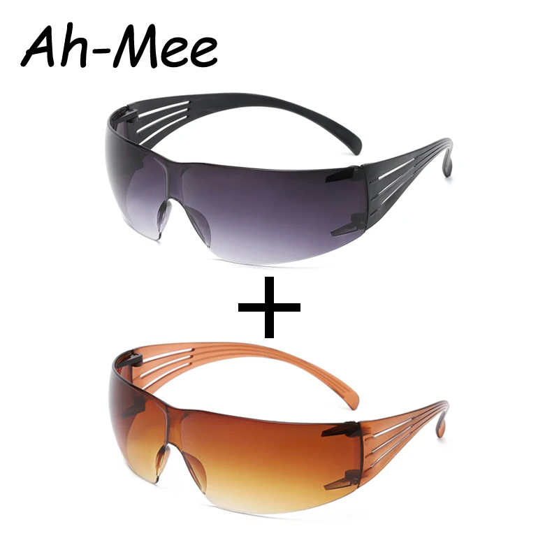 

2pcs Punk Sunglasses Goggle One Piece Rimless Sun Glasses Women Men 2000's Riding Sport Wrap Around Shades Eyewear UV400