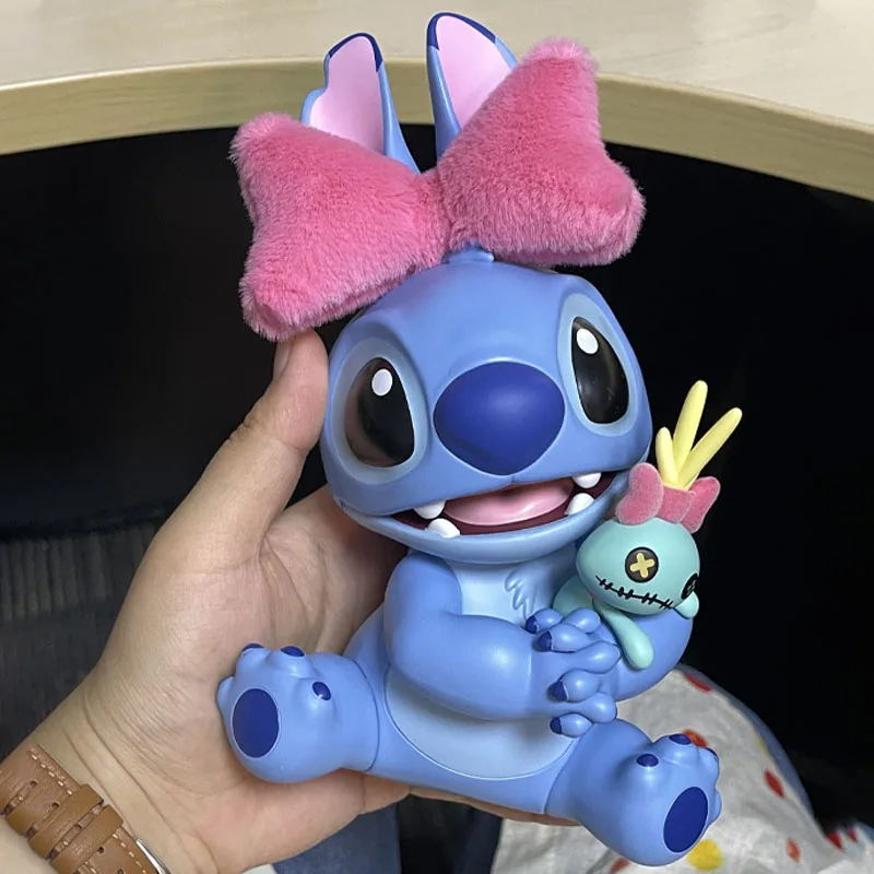 

MINISO Disney Lilo & Stitch Sweet "hug" Hit Themed Cartoon Figure Doll Bow Knot Stitch Action Figures Toys Birthday Gifts