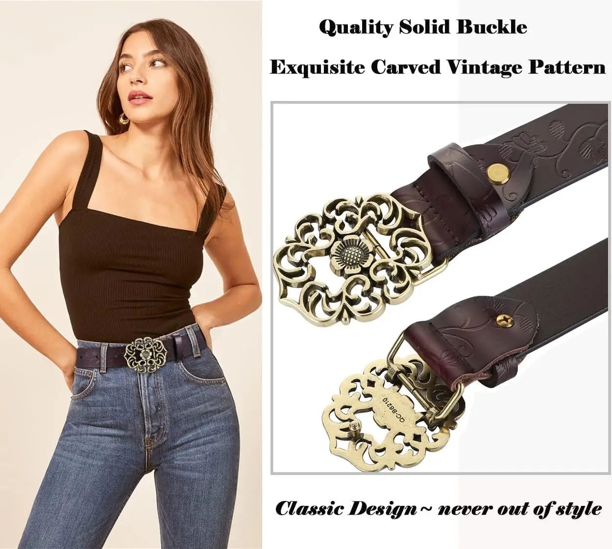 

Sunflower Retro Buckle Women Belt Fashion Luxury Genuine Leather Ladies Waistband Matching Female Jeans Adjustable Girls Girdle