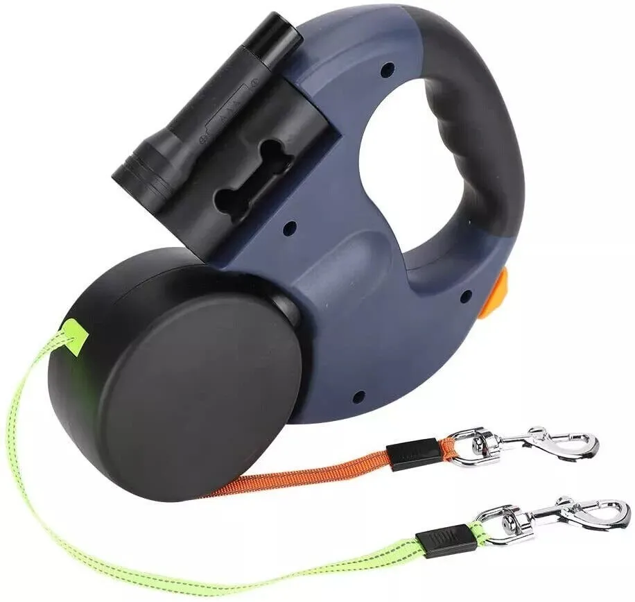 Retractable Pet Lead Leash 2 Dogs Double Rope Leashes with Flashlight Tangle Dual Doggie 360 Swivel No Tangle 3M Ropes: 3 - 5 Days Free Delivery Only UK Retractable Pet Lead Leash 2 Dogs Double Rope Leashes with Flashlight Tangle Dual Doggie 360 Swivel No Tangle 3M Ropes: 3 - 5 Days Free Delivery Only UK
