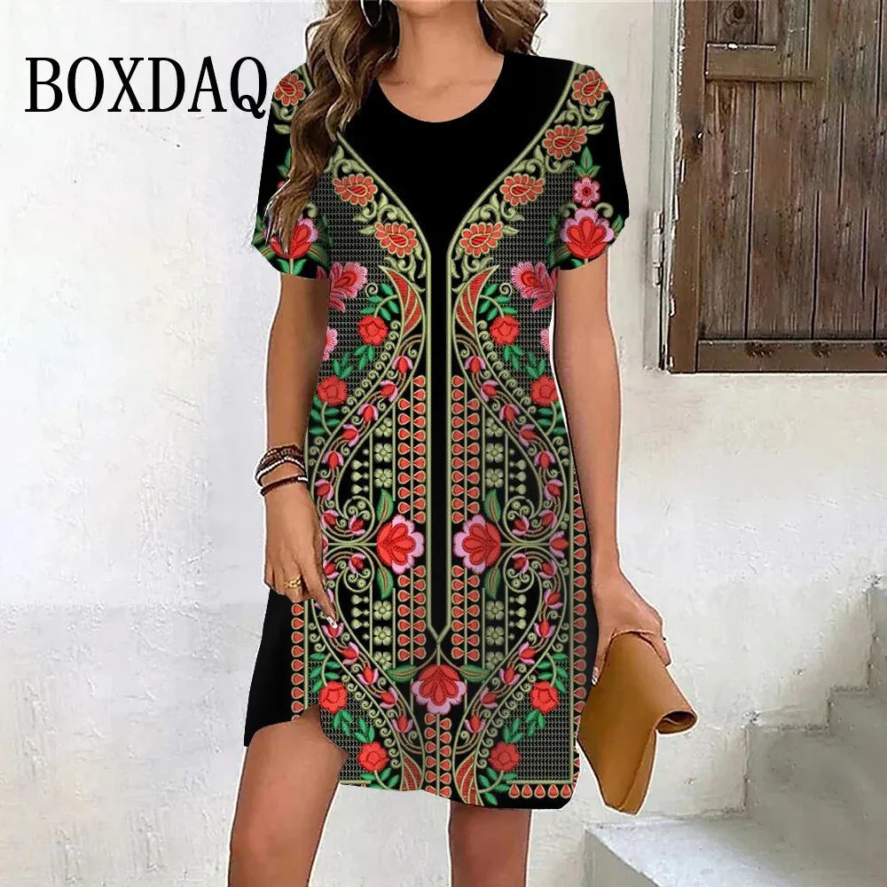 Vintage Women Dresses Retro Ethnic Style Short Sleeve Dress Summer Casual Print Lady Fashion Dresses Plus Size 2024 New Clothing
Vintage Women Dresses Retro Ethnic Style Short Sleeve Dress Summer Casual Print Lady Fashion Dresses Plus Size 2024 New Clothing