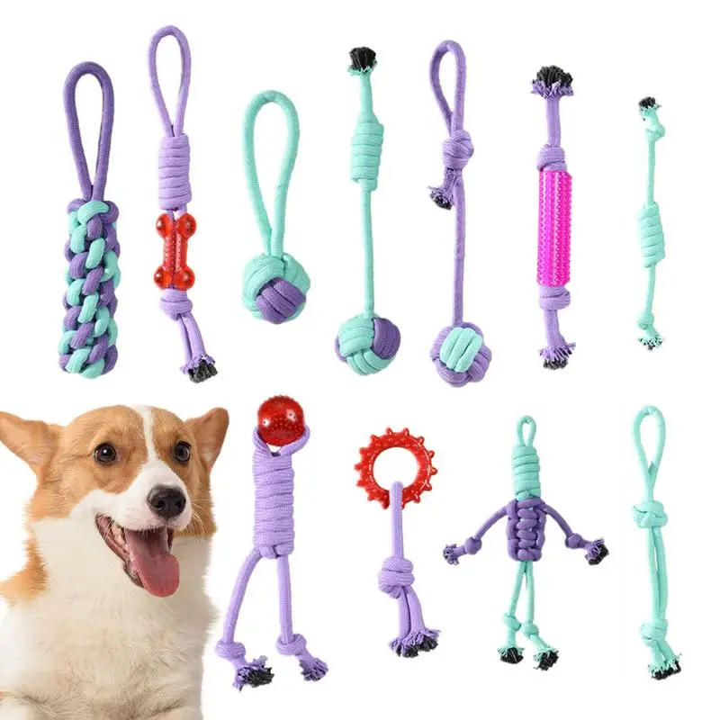 

Rope Toy for Dogs 11PCS Cute Teething Chew Toys Giant Dog Rope Toy for Indoor & Outdoor Cotton Pet Toys for Medium Large Dogs