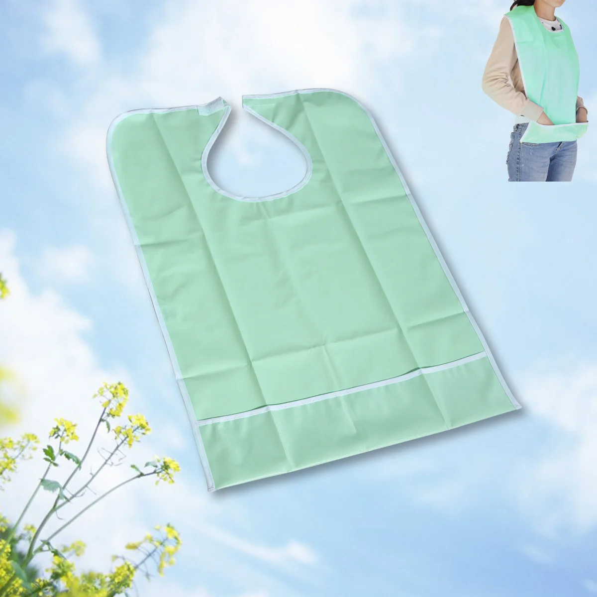 

Mealtime Bib Protector with Snap Fastener Adult Aid Apron Bibs Gift Waterproof Man Baby Towels