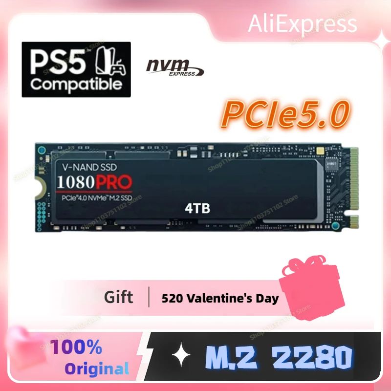 2024 Новый 1080 PRO 8TB 4TB 2 ТБ 1TB PCIe Gen 5,0x4 SSD Внутренний твердотельный жесткий диск NVMe M.2 2280 для ноутбука PS5, настольного ПК