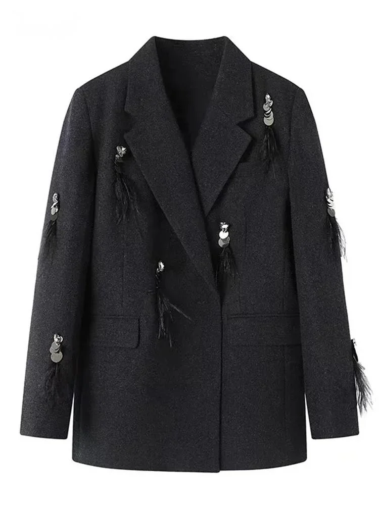 NICEWOMEN Solid Sequin Embroidered Flower Feather Design Jacket Women Long Sleeve Single Button Blazer Female New Clothes AH93
NICEWOMEN Solid Sequin Embroidered Flower Feather Design Jacket Women Long Sleeve Single Button Blazer Female New Clothes AH93