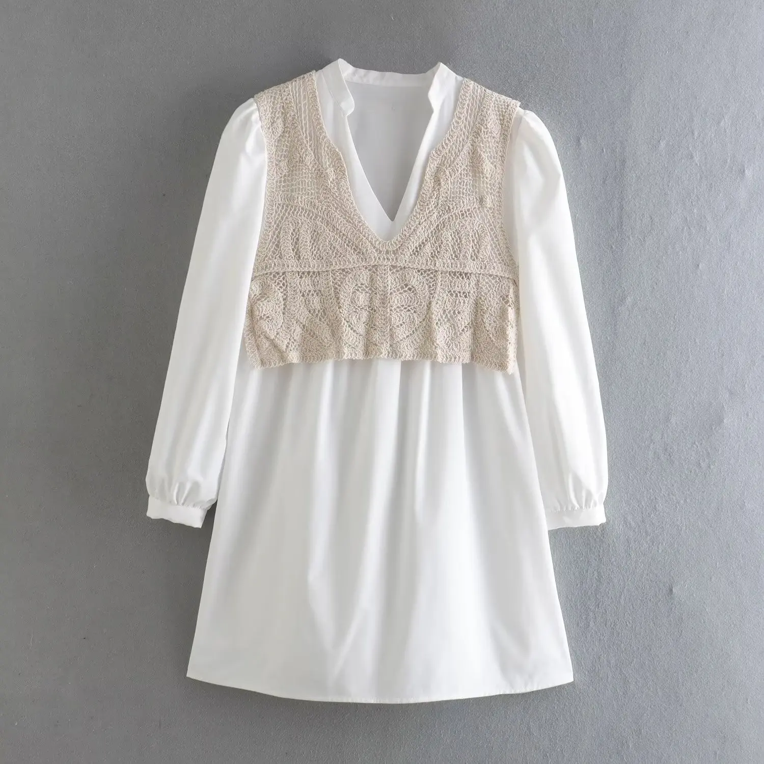 Women Fashion V Neck Lace Crochet Patchwork White Mini Dress Female Chic Long Sleeve Lace Up A Line Vestidos
Women Fashion V Neck Lace Crochet Patchwork White Mini Dress Female Chic Long Sleeve Lace Up A Line Vestidos