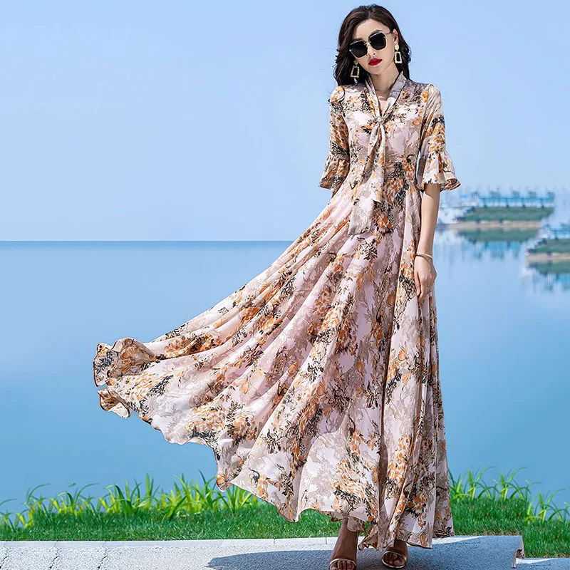 New Women's Spring Summer Holiday Party Floral Print Dress V-Neck Vintage Loose Chiffon Long Dresses Bohemian Beach Sundress 3XL
New Women's Spring Summer Holiday Party Floral Print Dress V-Neck Vintage Loose Chiffon Long Dresses Bohemian Beach Sundress 3XL