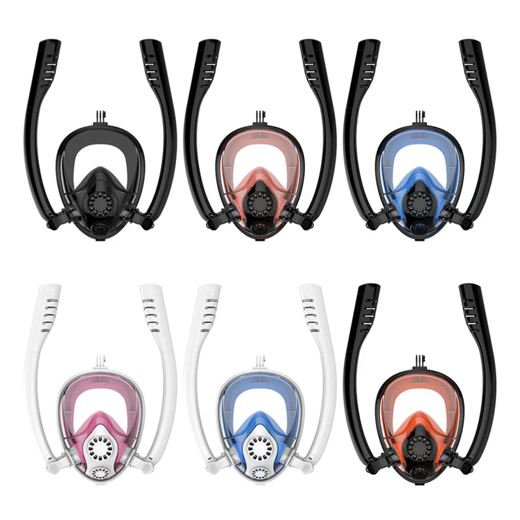 

New Swimming Anti Fog Full Face Snorkeling Mask Double Breath Tube Diving Snorkel Mask Underwater Scuba Diving