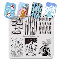 

Beautybigbang Vintage Stainless Steel Nail Stamping Plates Cute Panda Dog Dream Heart Cat Image Nail Art Template Stencil 030