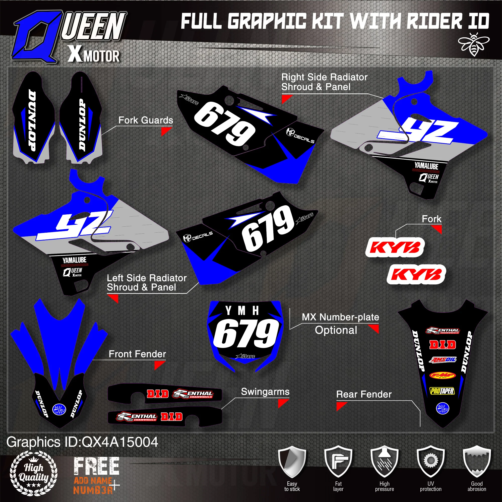 QUEEN X MOTOR Custom Team графические фоны наклейки 3M Набор наклеек для YAMAHA 2015 2016 2017 2018 YZ125-250 004
QUEEN X MOTOR Custom Team графические фоны наклейки 3M Набор наклеек для YAMAHA 2015 2016 2017 2018 YZ125-250 004