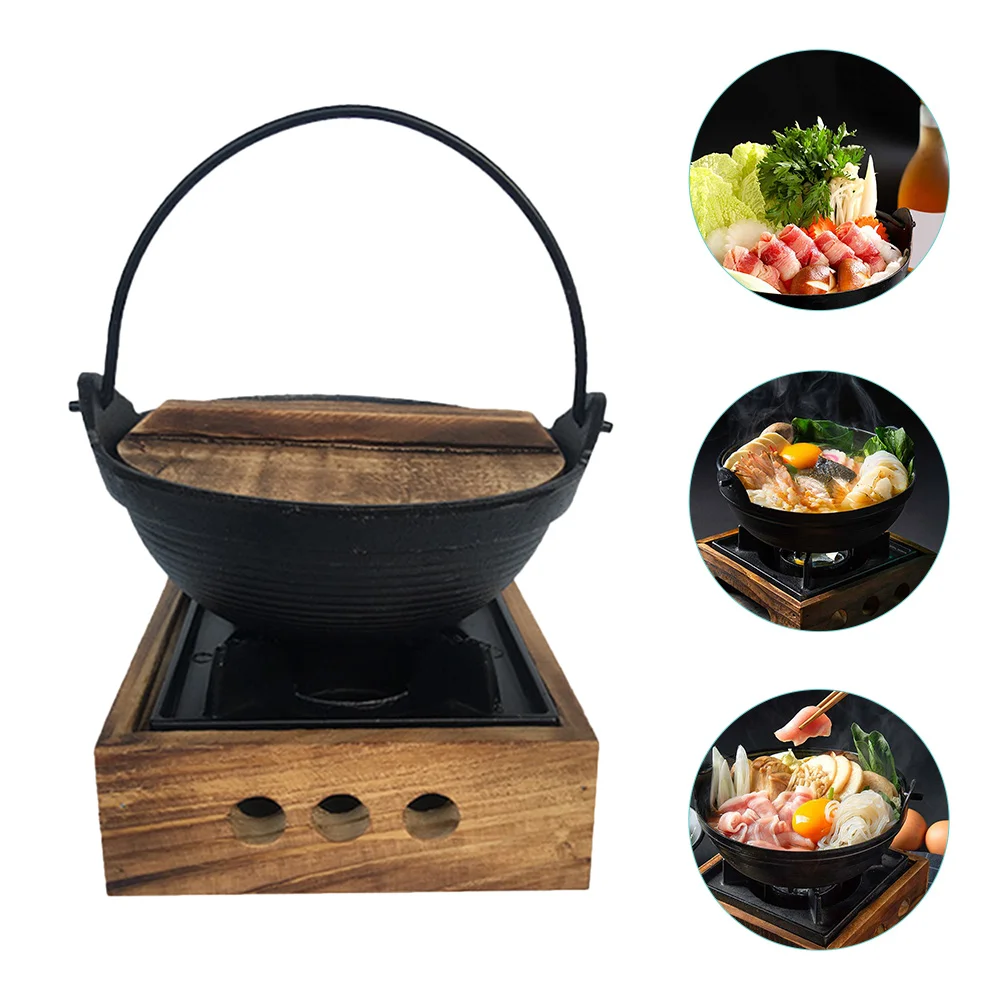 

Sukiyaki Camping Cooker Pot Outdoor Saucepan Cooking Stove Cast with Lid Cookware Japanese Soup Non Stick Iron Pots for