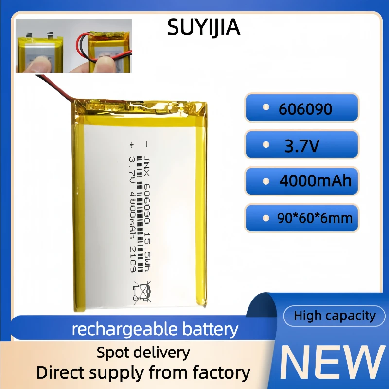 606090 3.7V Polymer Lithium-ion Battery Video Early Education Machine Mobile Power Bank Battery Cell with Protective Plate DIY
606090 3.7V Polymer Lithium-ion Battery Video Early Education Machine Mobile Power Bank Battery Cell with Protective Plate DIY