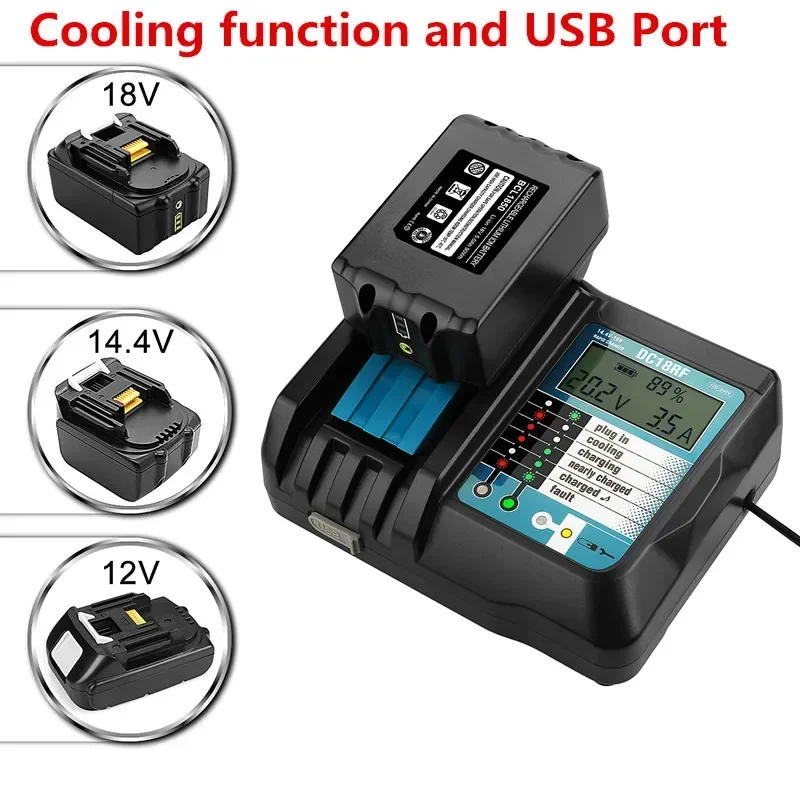 DC18RF For Makita 18V Power Tool Battery Charger 3A 3.5A Li-ion Charger for Makita 14.4V 18V LXT BL1815 BL1860 BL1430 BL1450
DC18RF For Makita 18V Power Tool Battery Charger 3A 3.5A Li-ion Charger for Makita 14.4V 18V LXT BL1815 BL1860 BL1430 BL1450