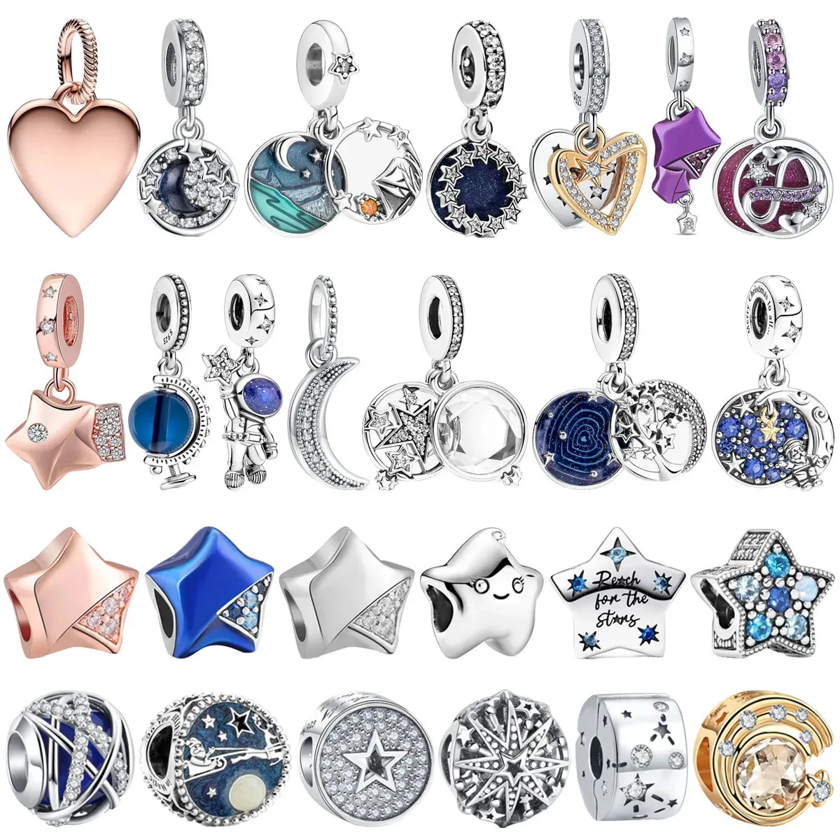 Original 925 Silver Plated Star Moon Planet Heart Beaded Pendant Charm for Pandora DIY Bracelet, Women's Jewelry Gift
Original 925 Silver Plated Star Moon Planet Heart Beaded Pendant Charm for Pandora DIY Bracelet, Women's Jewelry Gift