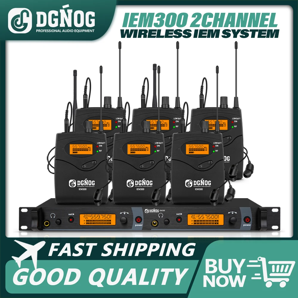 

DGNOG All Metal UHF Professional Wireless In-Ear Monitoring System Mono Single Channel with 6 Bodypack Receivers for Studio/Band