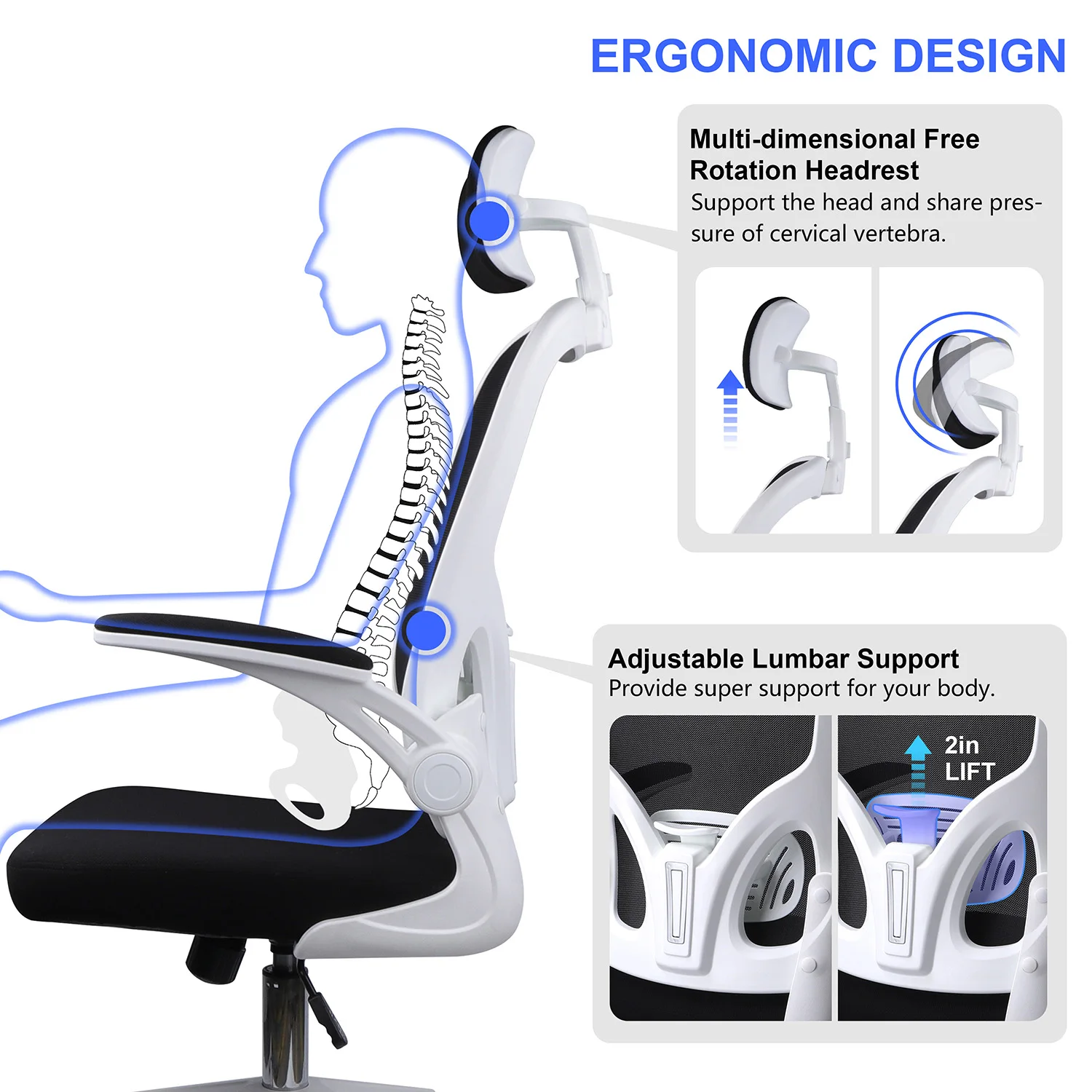 Propulsion life Office Chair with Lumbar Support Desk Chair with Flip-Up Arms for office home(White)
Propulsion life Office Chair with Lumbar Support Desk Chair with Flip-Up Arms for office home(White)
