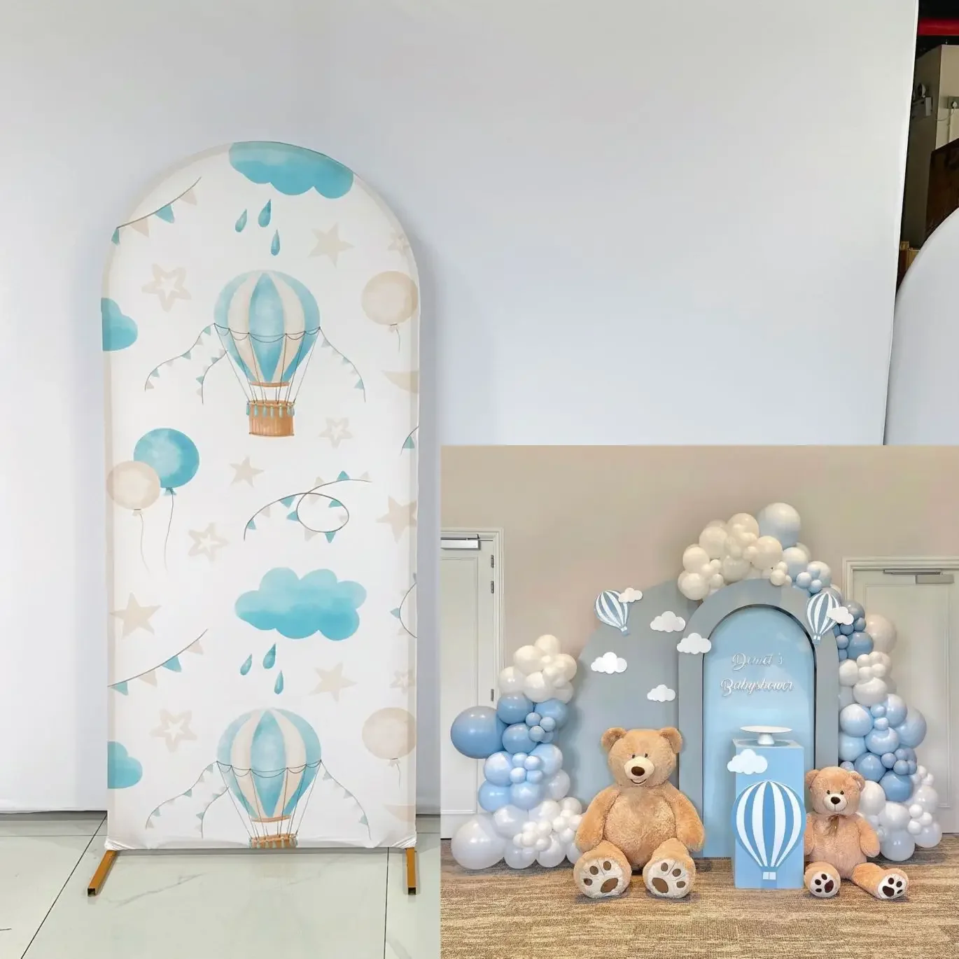 Blue Hot Air Balloon Arch Backdrop Covers for Parties, Arched Panels Wedding Birthday and Baby Shower Party Decoration Props
Blue Hot Air Balloon Arch Backdrop Covers for Parties, Arched Panels Wedding Birthday and Baby Shower Party Decoration Props