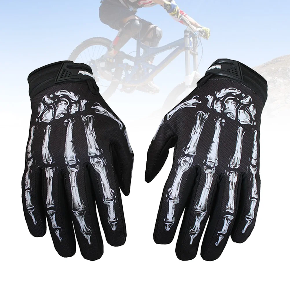 

1 Pair of Ridding Gloves Scary Skull Finger Gloves Ghost Paw Gloves Portable Gloves for Men and Women White L
