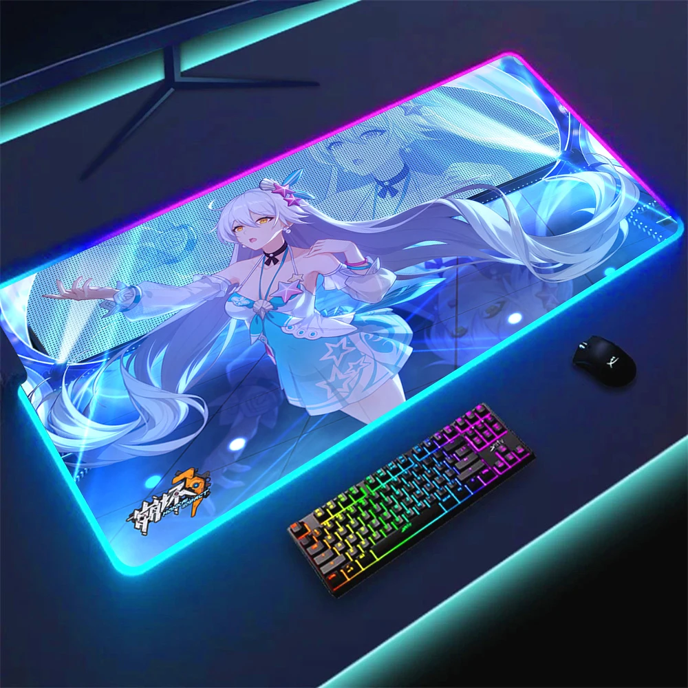 

XXL Honkai Impact 3 Mouse Pad Gamer Rubber Non-slip Mat RGB Gaming Laptop Computer Accessories Mousepad Pc Luminescence Deskmat