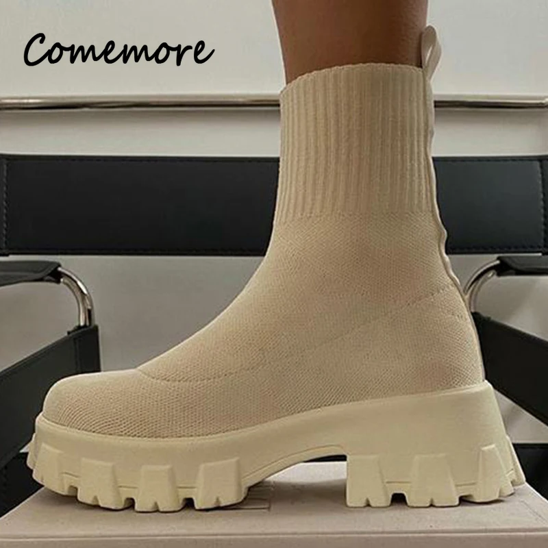 Ботинки Comemore женские на платформе, короткие сапоги без застежки, на каблуке, черные, Осень-зима 2023
Ботинки Comemore женские на платформе, короткие сапоги без застежки, на каблуке, черные, Осень-зима 2023