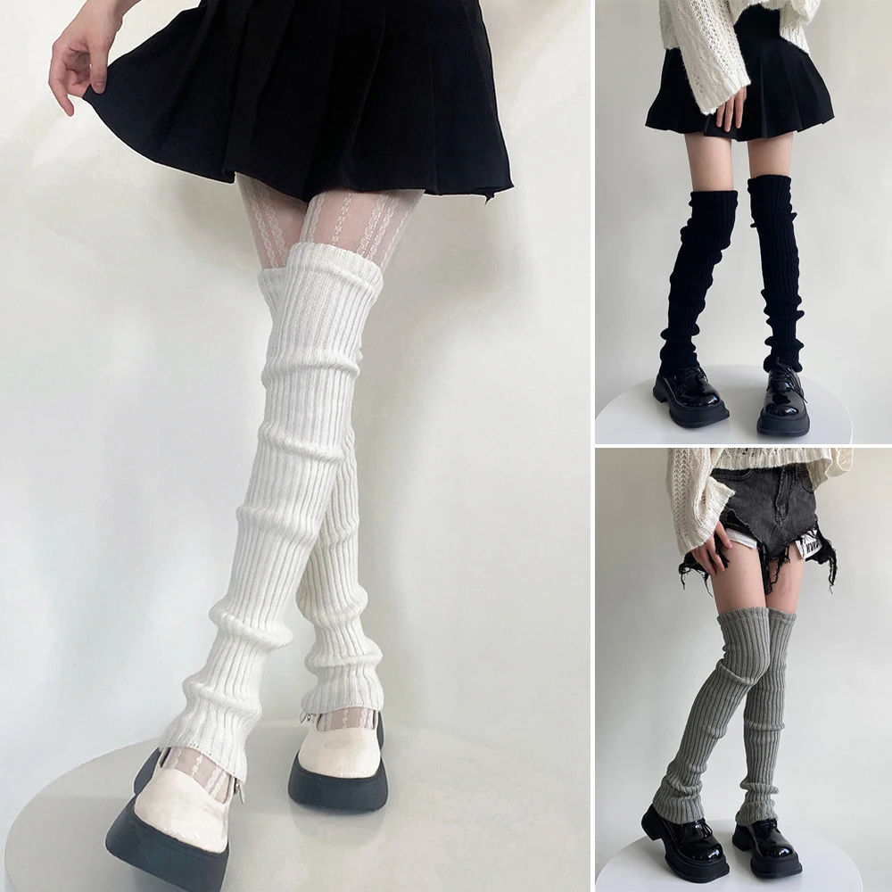 

70CM Extended Leg Warmers Women's JK Lolita Long Socks Y2K Girls Thigh High Knitted Warm Autumn Winter Sexy Over Knee Boot Cuffs