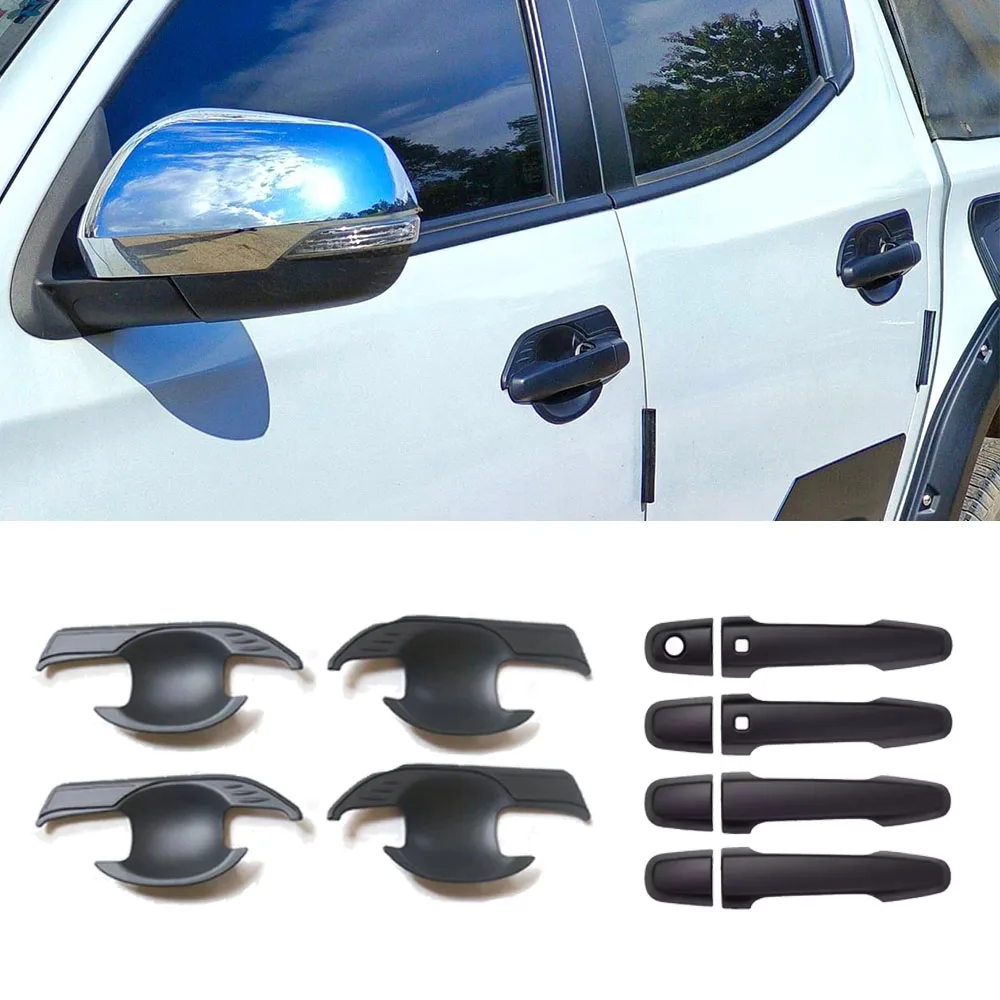 

Matte Black Door Handle Cover Protector Bowl Insert Cover Trim For Mitsubishi L200 Triton MR 4x2 4x4 2019-2024 Year Car Styling