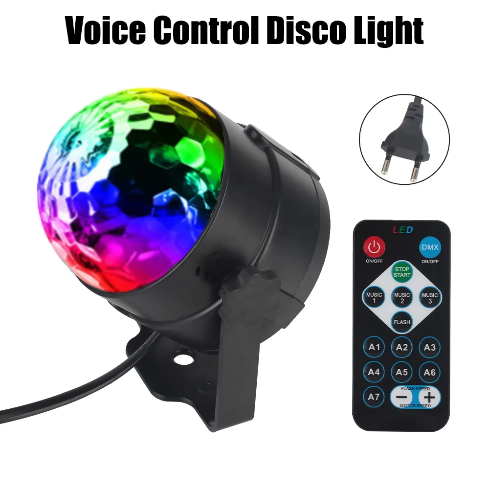 

Sound Activated Rotating Disco Light 3W Colorful LED Stage Light for Home KTV Bar Xmas DJ Party Light RGB Laser Projector Lamp