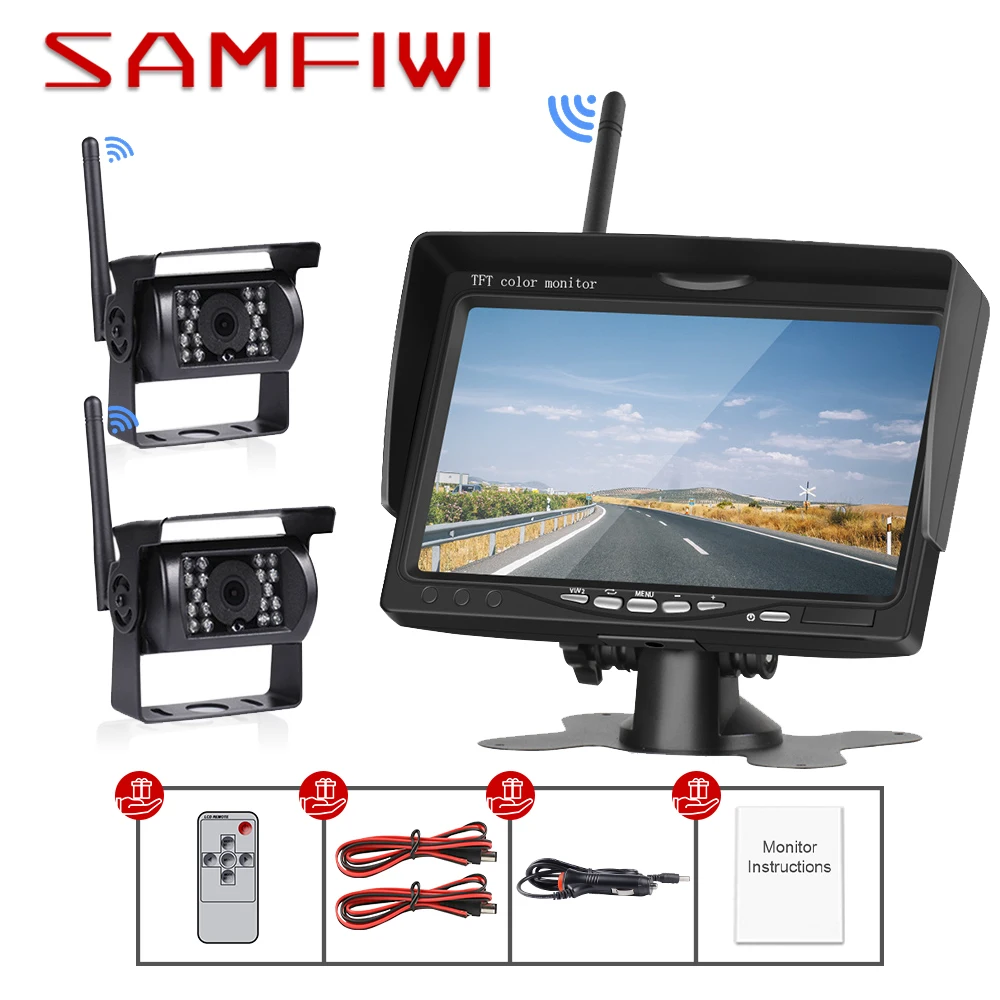 

7" HD Wireless Truck Monitor CMOS IR Night Vision Reverse Backup Wifi Camera with Car Monitor Parking System