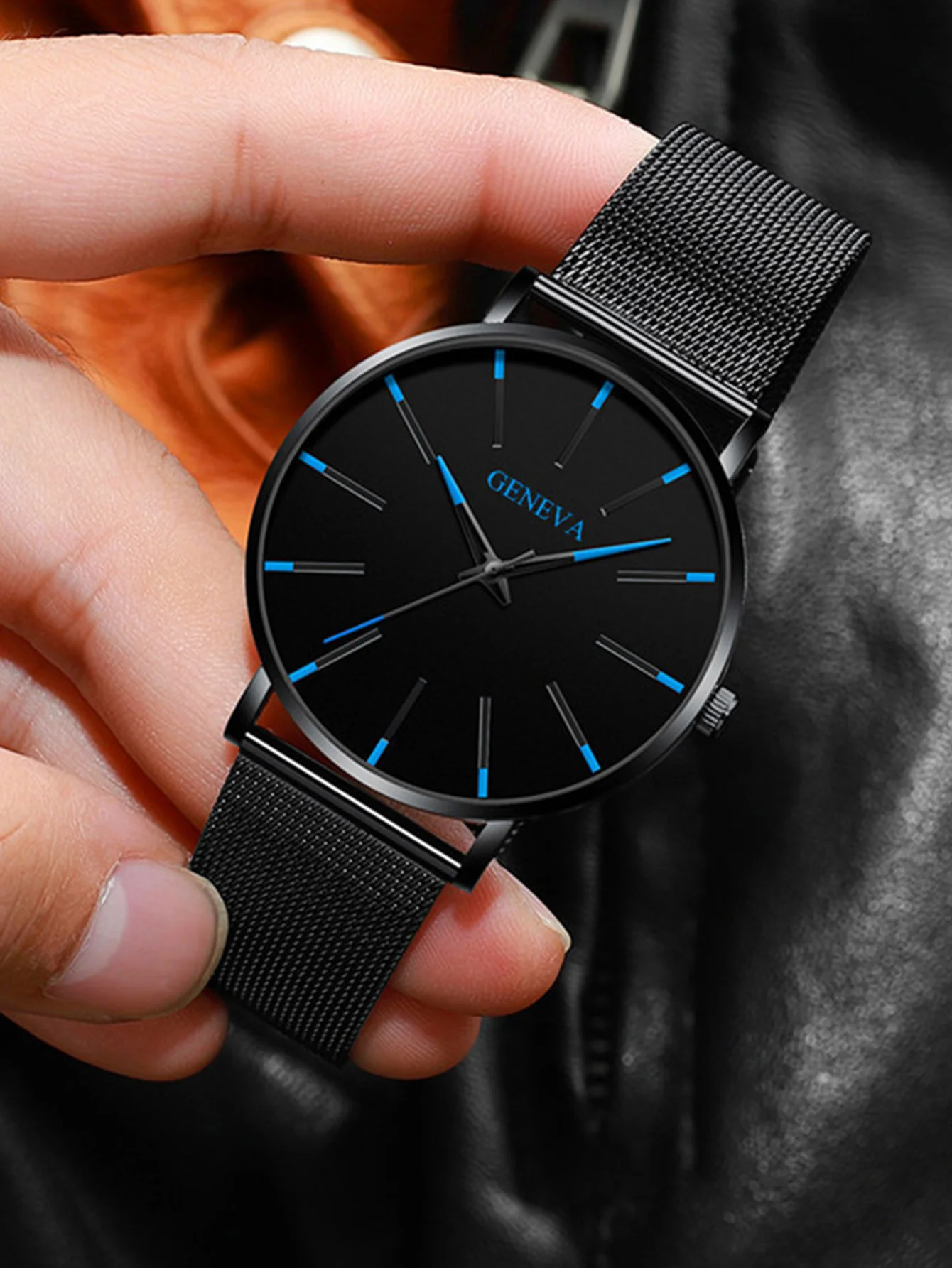 Fashion casual alloy mesh with classic Red needle Blue needle graduated quartz form table selection gift everyday wear Fashion casual alloy mesh with classic Red needle Blue needle graduated quartz form table selection gift everyday wear