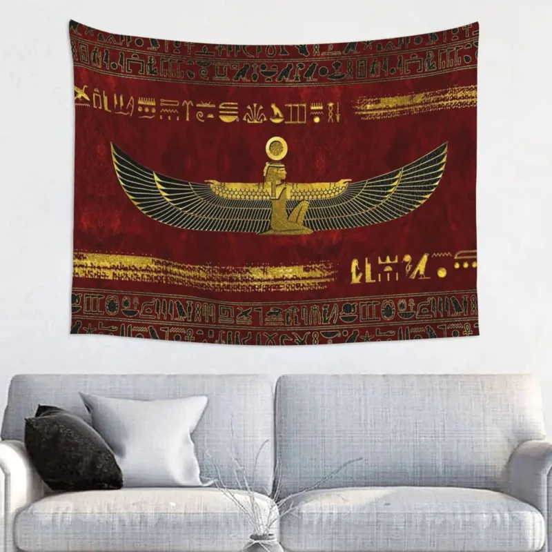 

Egyptian God Ornament Tapestry Hippie Polyester Wall Hanging Ancient Egypt Wall Decor Beach Mat Psychedelic Tapestries