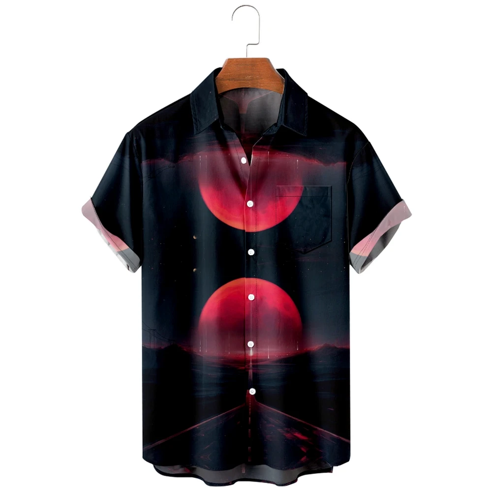 Men's Hawaiian Shirt loose top 3D blood moon print men's shirt fashion shirt men's T-shirt breathable summer short sleeve 
Men's Hawaiian Shirt loose top 3D blood moon print men's shirt fashion shirt men's T-shirt breathable summer short sleeve