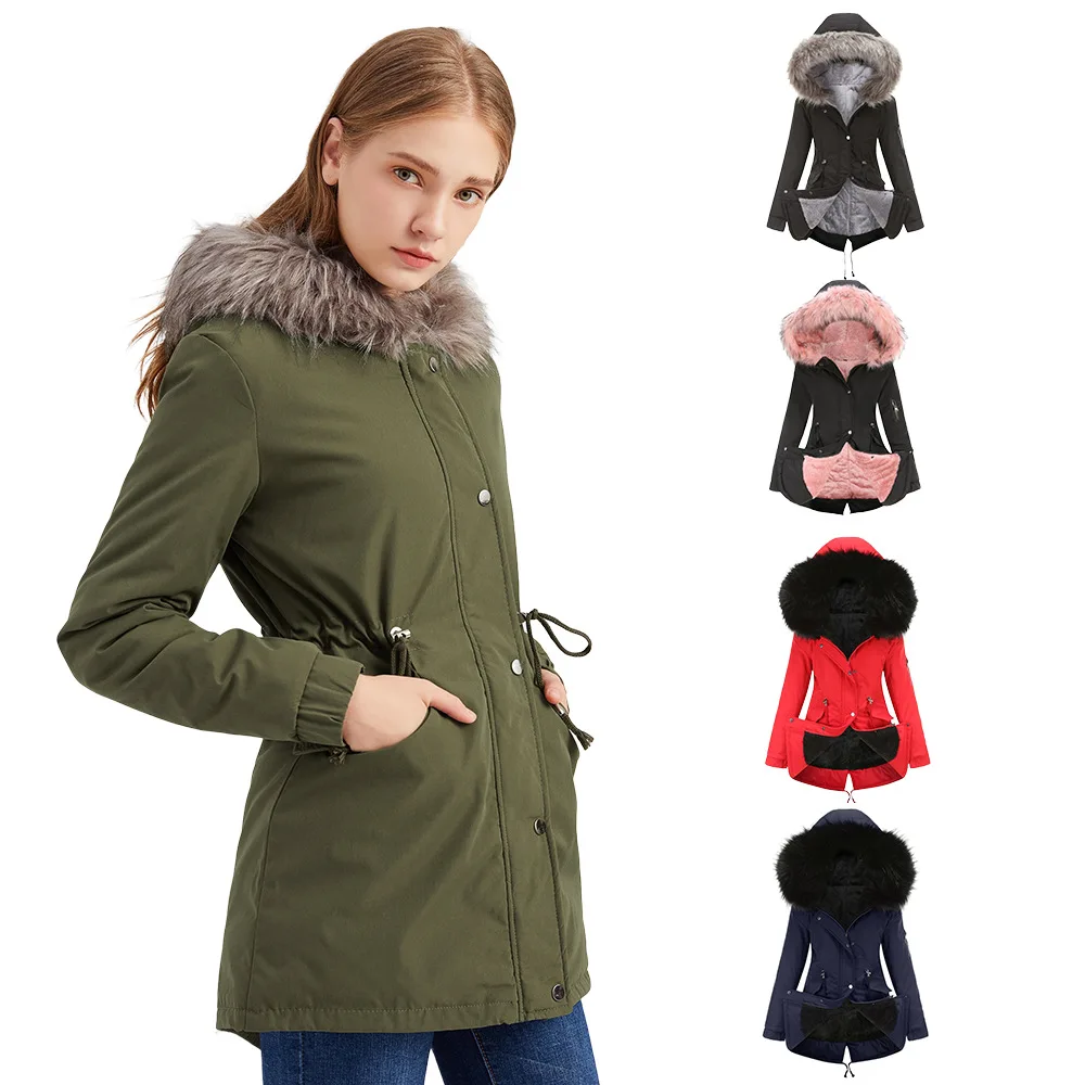 Parker Thicken Coat Cotton-Padded Long Hooded Winter Warm Plus Fleece Ladies Overcoat Abrigos Para Mujer Winter Clothes Hot Sell
Parker Thicken Coat Cotton-Padded Long Hooded Winter Warm Plus Fleece Ladies Overcoat Abrigos Para Mujer Winter Clothes Hot Sell