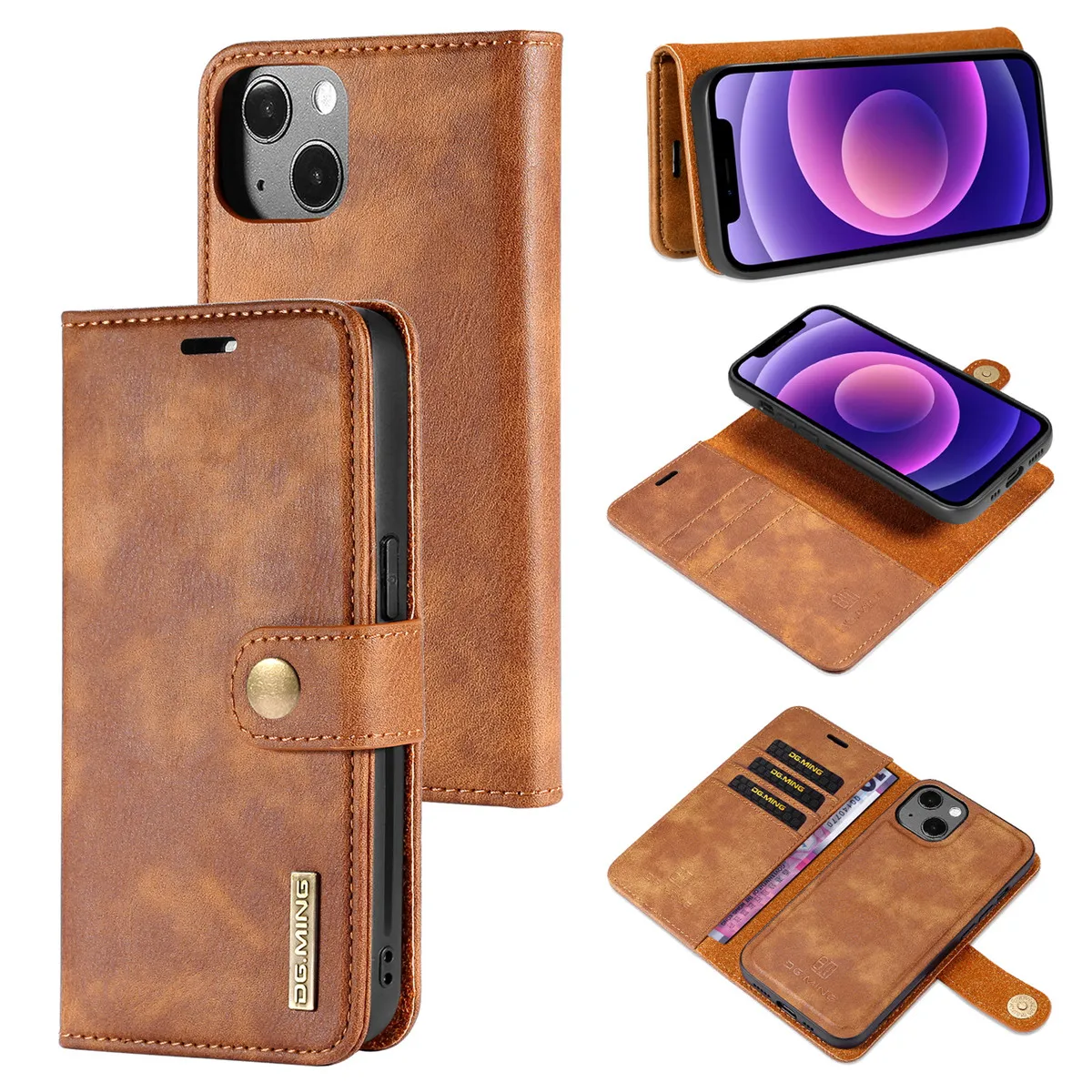 

Yidai-Silu PU Leather Flip Wallet Case Detachable Magnetic Closure Card Holder Kickstand Folio Cover for Samsung A73 53 33 5G