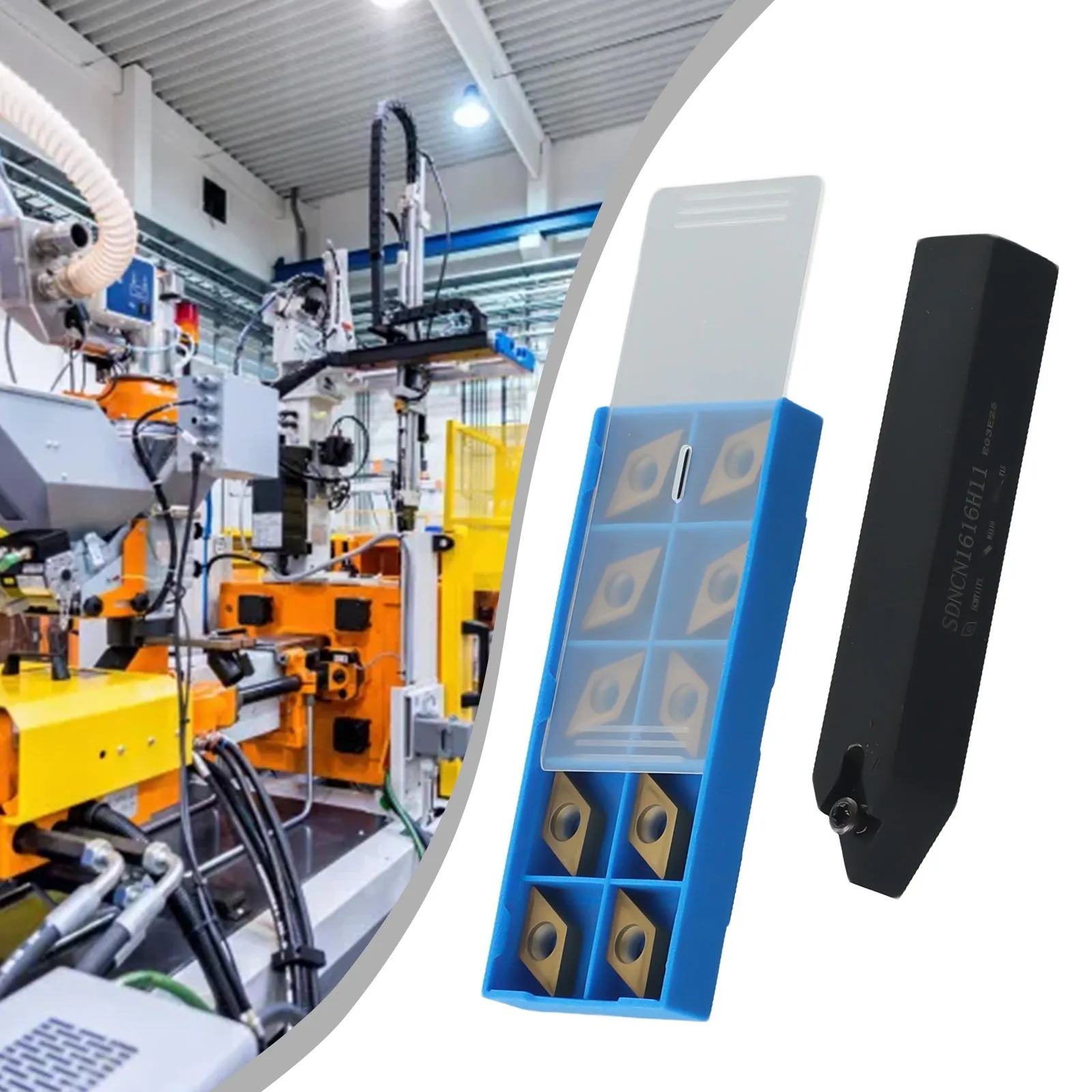12pcs/set DCMT11T304 Insert 100mm SDNCN1616H11 Turning Tool Holder T15 Wrench Kit M4x10 Carbide Blade Machinery Accessories
12pcs/set DCMT11T304 Insert 100mm SDNCN1616H11 Turning Tool Holder T15 Wrench Kit M4x10 Carbide Blade Machinery Accessories