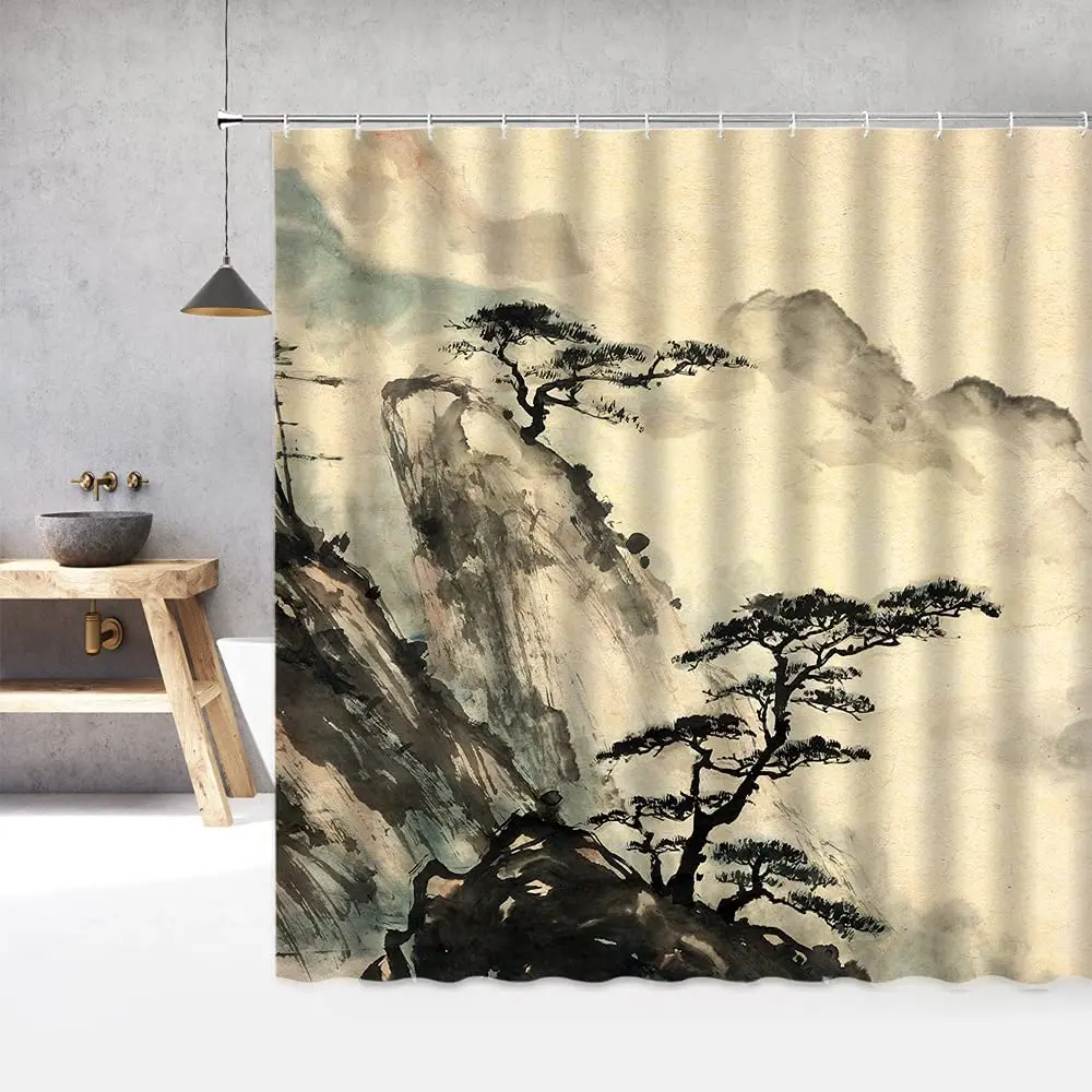 Туманная сосна азиатская тема занавеска для душа китайская чернильная живопись природный пейзаж Декор ткань ванная комната набор с крючком чернильная живопись
Туманная сосна азиатская тема занавеска для душа китайская чернильная живопись природный пейзаж Декор ткань ванная комната набор с крючком чернильная живопись