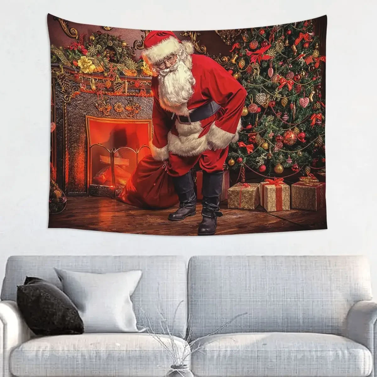 

Merry Christmas Gift Santa Claus Tapestry Bohemian Wall Hanging Avezano New Year Wall Decor Table Cover Witchcraft Wall Tapestry