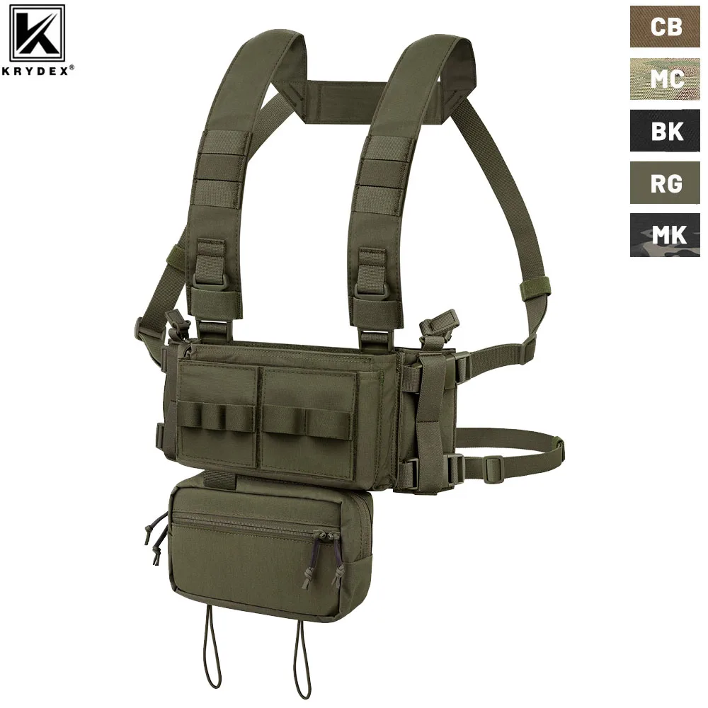 

KRYDEX MK3 MK4 Micro Fight Chassis Chest Rig Modular Airsoft Hunting Combat Tactical Carrier Vest w/ 5.56 7.62 Magazine Pouch