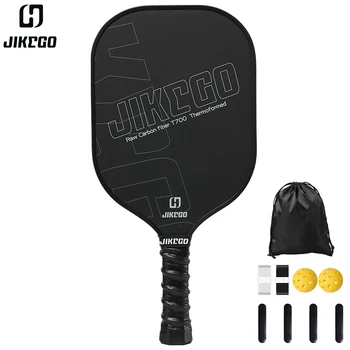 JIKEGO 열성형 T700 원료 탄소 섬유 피클볼 패들, 16mm 그립, 4.9 인치 피클볼 라켓 세트, 남성 커버 패들 RCF